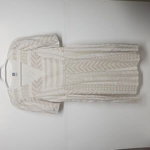 Old Navy petite m NWT cotton short sleeve cream/tan 2 pocket dress. Casual cute